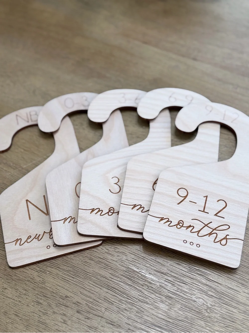 Newborn - 12 Month Wooden Closet Dividers - Light Wood